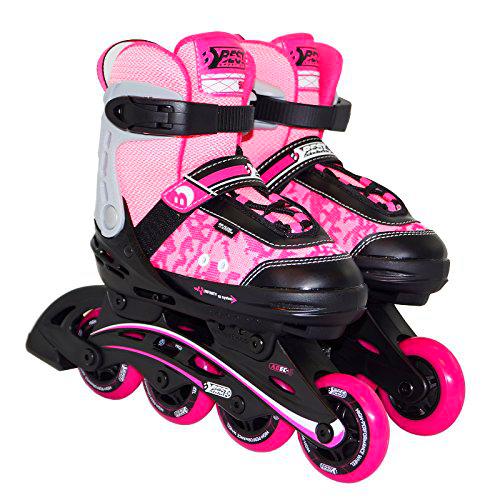 Best Sporting- Patines en línea para niños Abec 5, Color rosa y negro