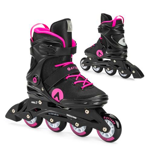 ATTABO Patines en Línea Cyclone Fitness Mujer Talla 39 EU Ruedas ABEC-7 Bota Semirrígida PU 82A Freno TPR Comodidad Estabilidad Ajuste 3 Etapas Materiales Duraderos Color Negro-Rosa