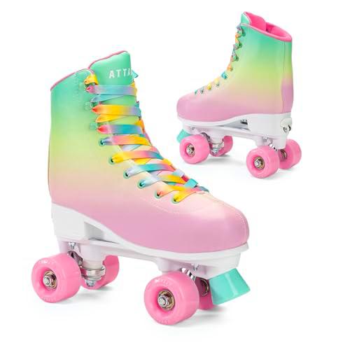 ATTABO Patines Aquatica Talla 39-42 EU Chasis de Aluminio Diseño Multicolor Ruedas 82A 54 mm x 32 mm Protección de Puntera Frenado Seguro Materiales Resistentes Ajuste de Talla ABEC-5 Multicolor