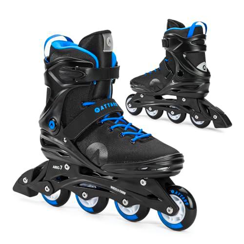 ATTABO Patines en Línea Cyclone Fitness Hombre Talla 45 EU Ruedas ABEC-7 Bota Semirrígida PU 82A Freno TPR Comodidad Estabilidad Ajuste 3 Etapas Materiales Duraderos Color Negro-Azul