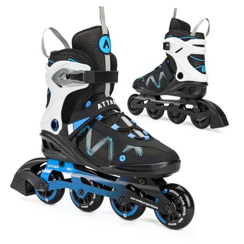 ATTABO Patines en línea Bliss para Hombre 45 EU Comodidad y Seguridad Bota Semirrígida Chasis de Aluminio Patines en Linea Adulto con Ruedas 80 mm PU Rodamientos ABEC-7 Ajustable Color Azul