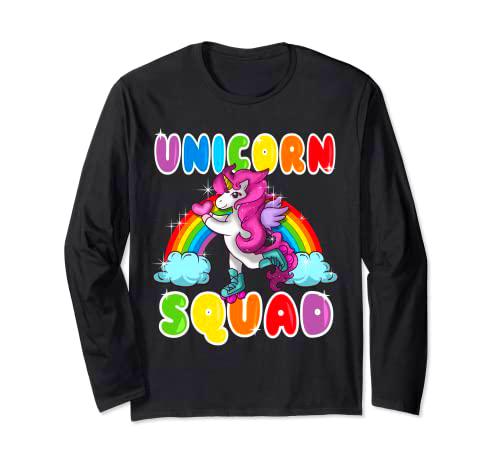 Unicorn Squad Patinador de unicornio Retro Mujeres Niñas Manga Larga