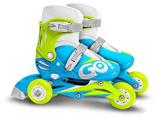 Stamp Adjustable Two in One 3 Wheels Skate Blue SKIDS Control Size 27-30