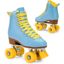 ATTABO Patines de Ruedas Cascada para Mujer Talla 40 EU Caña de Piel sintética Ventilación Chasis de Aluminio ABEC-7 Ruedas 82A Protección de Dedos Frenado Seguro Ajuste Preciso Color Azul