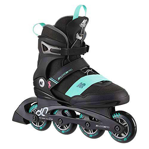 K2 Alexis 80 Pro Patines, Women's, Negro/Verde Azulado, 36.5 EU