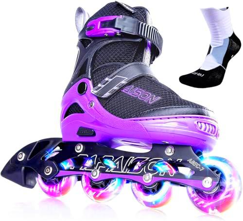 PAPAISON Adjustable Inline Skates for Kids and Adults with Full Light Up Wheels