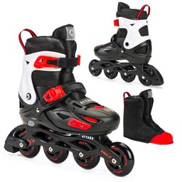 ATTABO Patines en línea APX Tamaño 31-35 Ajuste de Cinco etapas ABEC-7 Rodamiento rígido PP Carril Antiadherente PU Ruedas Frenado Fácil Ajuste Ajuste Color Negro/Blanco