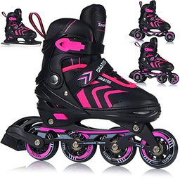 Patines en línea 4 en 1 - Patines de Hielo Ajustables para niños y Adultos