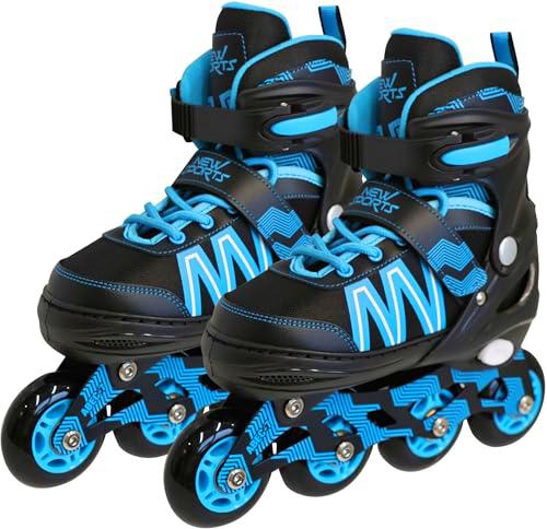 New Sports Patines en línea Negro/Azul ABEC 7, Talla 35-38