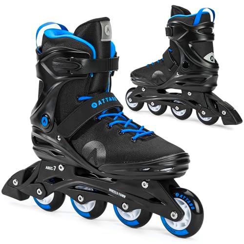 ATTABO Patines en Línea Cyclone Fitness Hombre Talla 44 EU Ruedas ABEC-7 Bota Semirrígida PU 82A Freno TPR Comodidad Estabilidad Ajuste 3 Etapas Materiales Duraderos Color Negro-Azul
